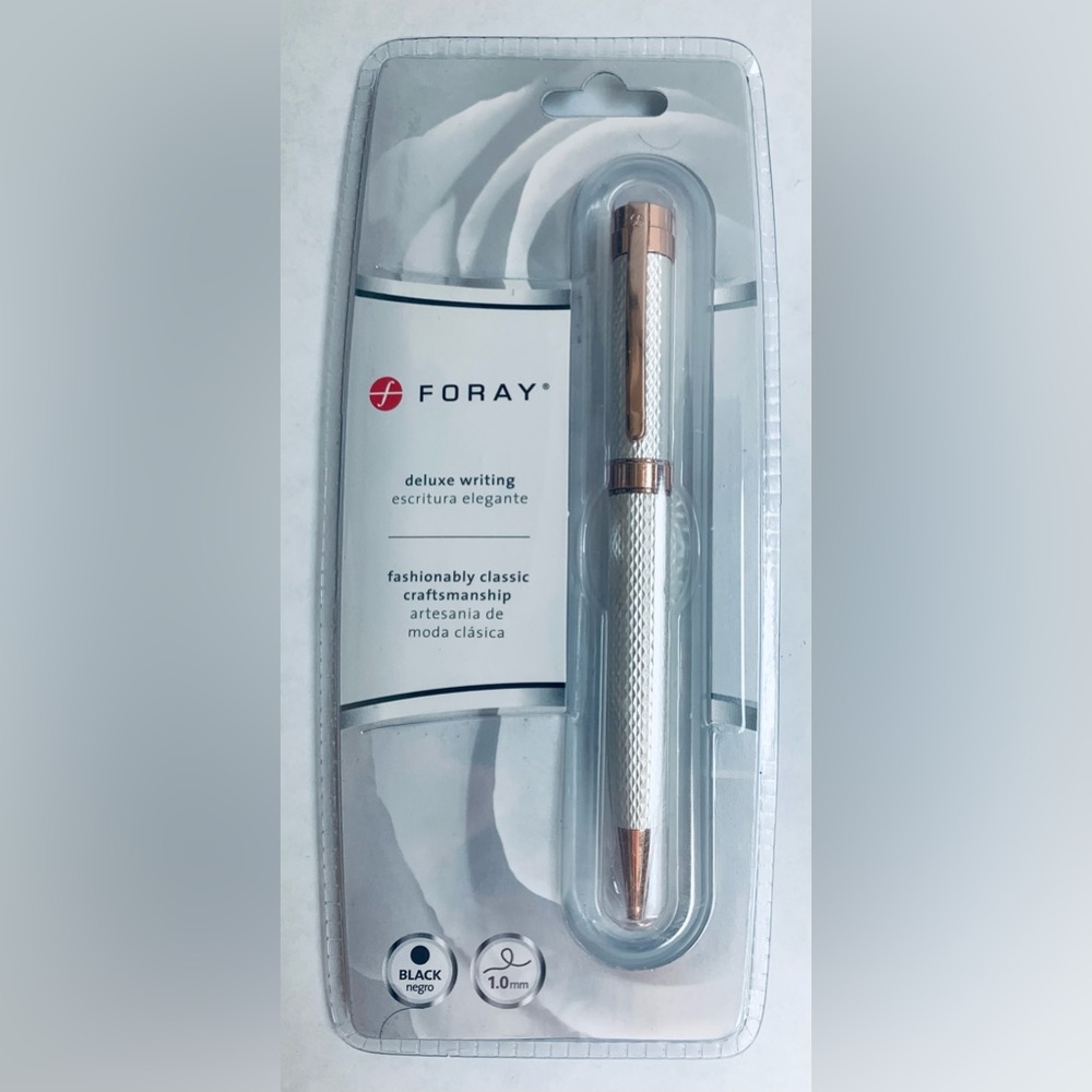 NEW Foray Deluxe Pen Silver Rose Gold Black ballpoint ink 1.0mm refillable